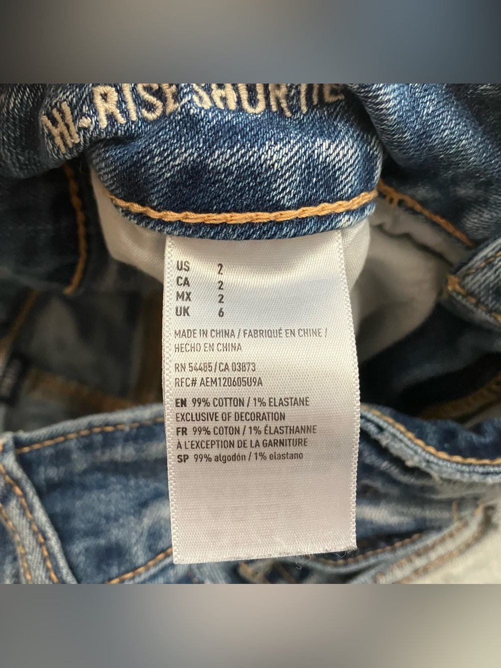 American Eagle Denim Distressed Mid Rise Mini Shorts - Picture 6 of 10